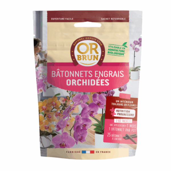 Bâtonnets Engrais Orchidées x25 – OR BRUN